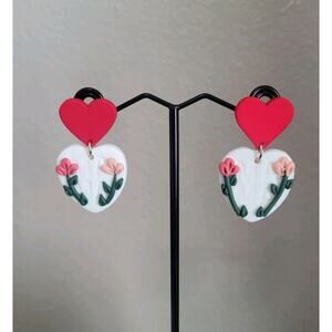 Handmade‎ Mexican Terra Cotta Barro Inspired Dangle Post Earrings Light Weight